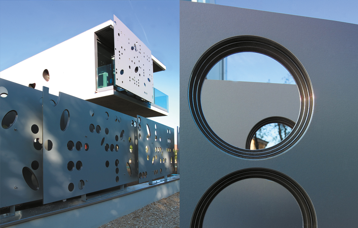 Facade in Alucompact - Compact Form, HPL panels machining in Italy